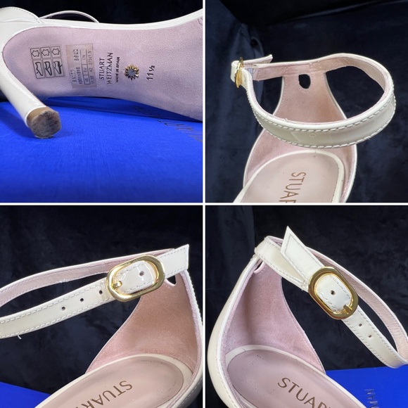 Stuart Weitzman SIZE 11.5 Nudist Curve 100 Sandal leather Vanilla Ankle-Strap - Picture 9 of 16